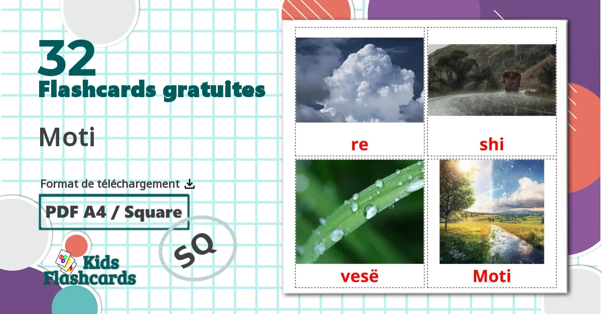 Météo - cartes de vocabulaire albanais