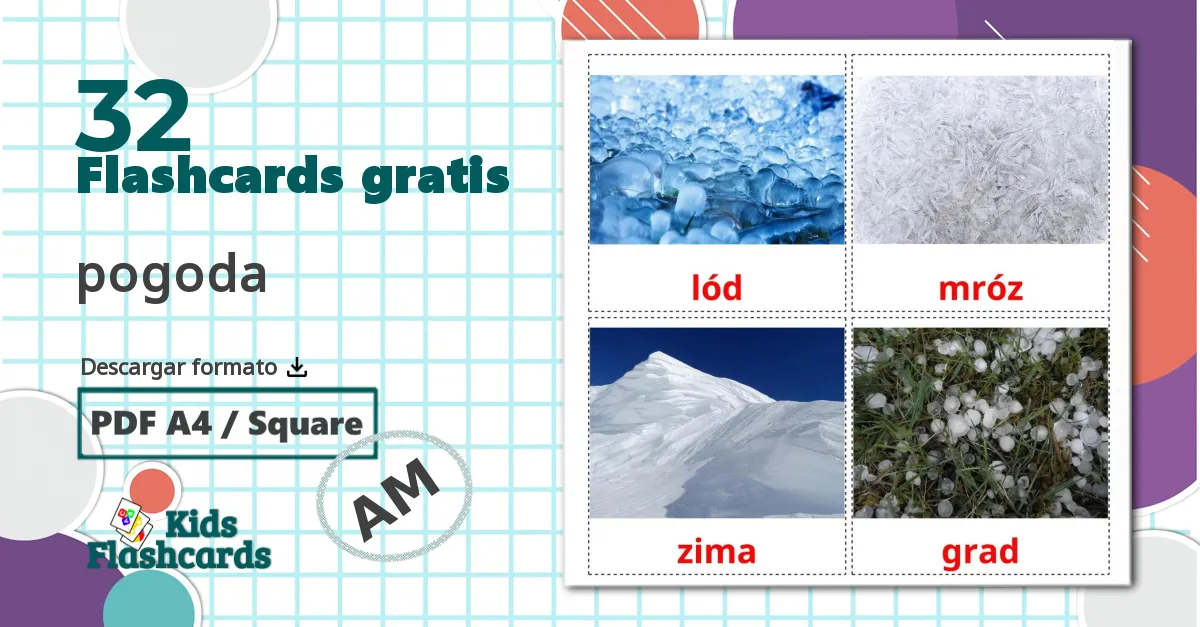 32 tarjetas didacticas de Meteorología y clima