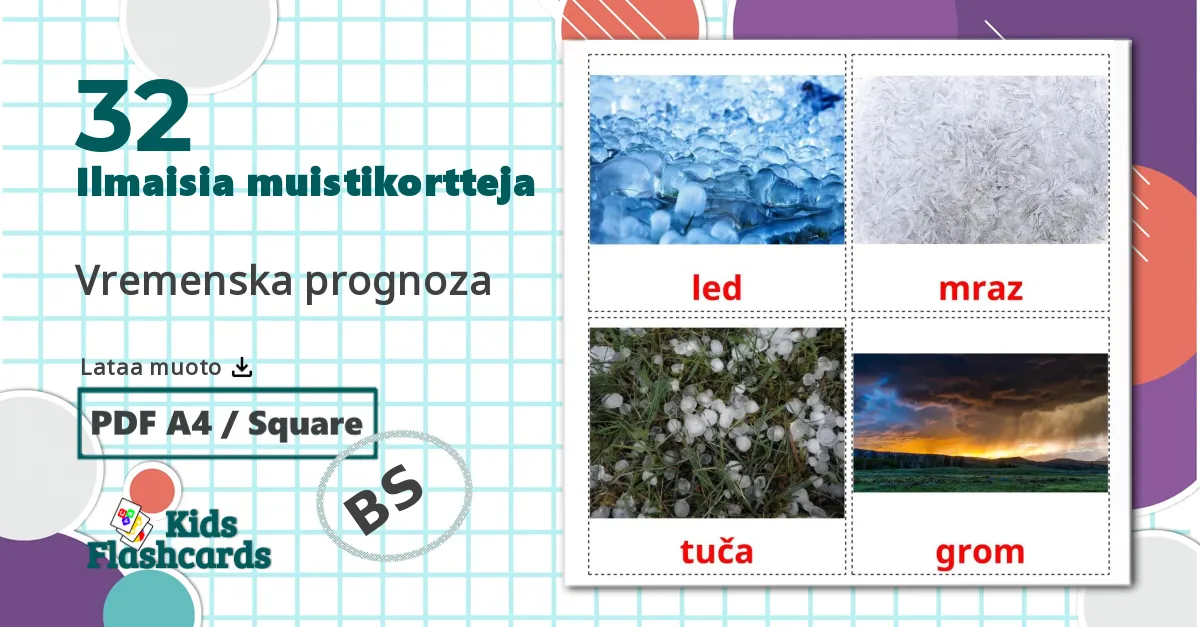 32 Vremenska prognoza lasten kuvakortit