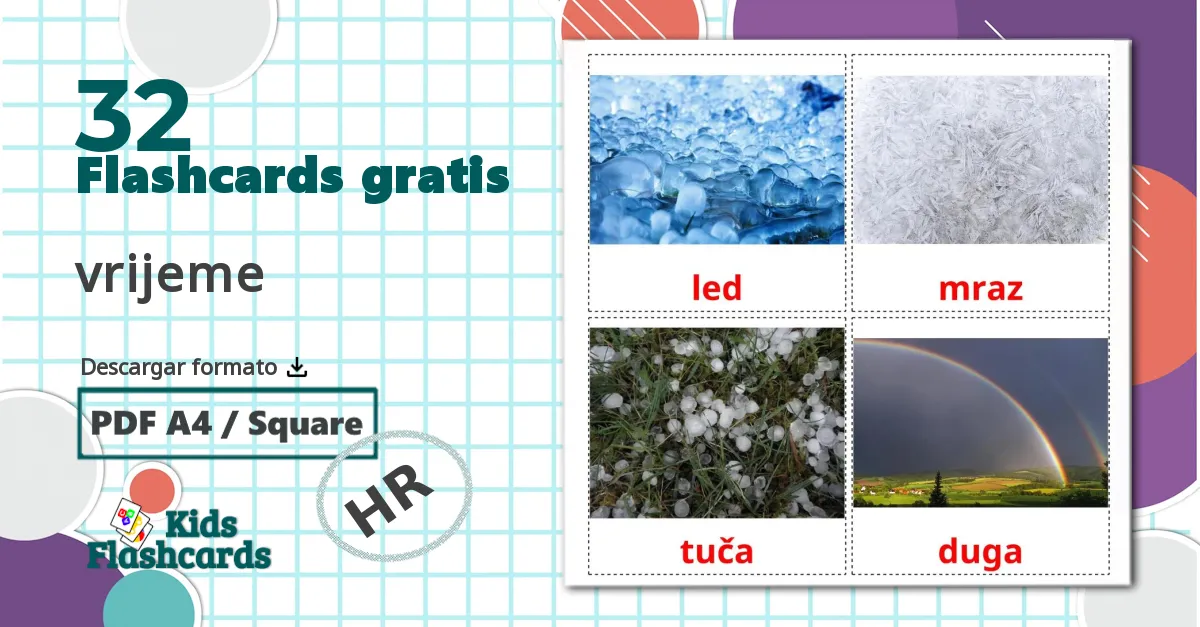 32 tarjetas didacticas de Meteorología y clima