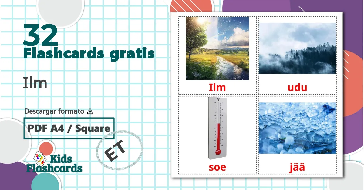 32 tarjetas didacticas de Meteorología y clima