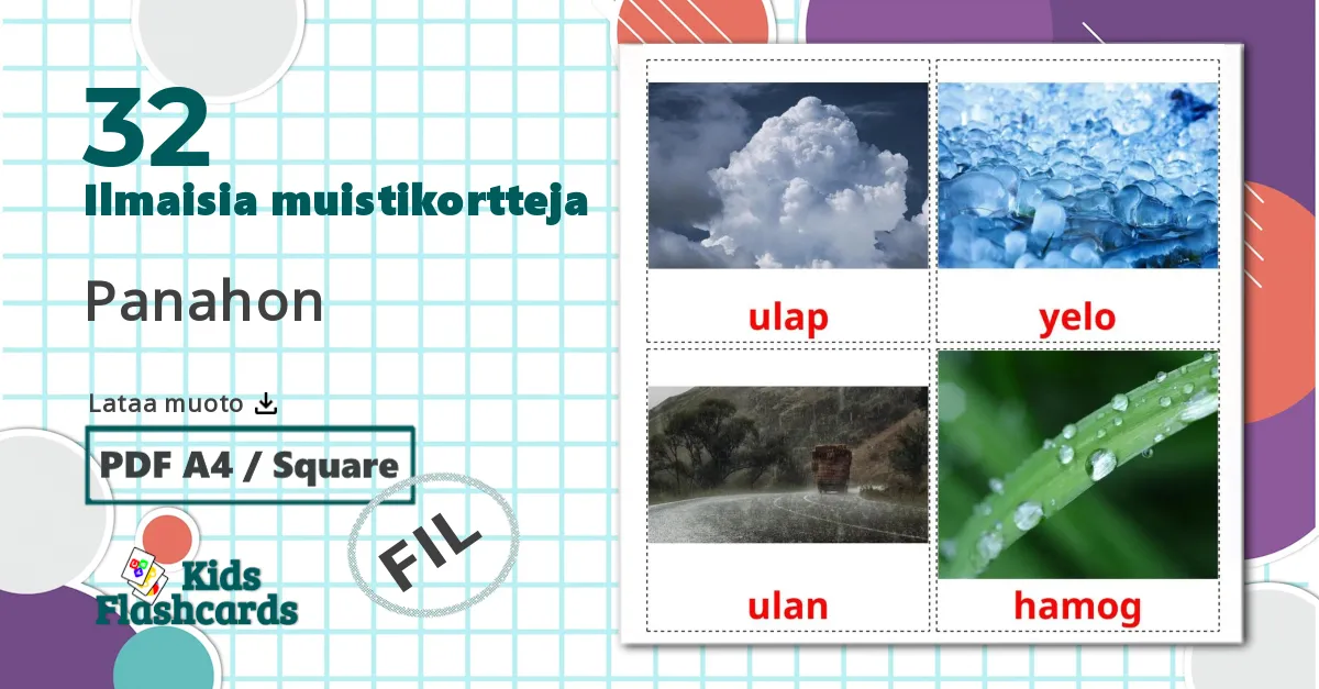 32 Panahon lasten kuvakortit