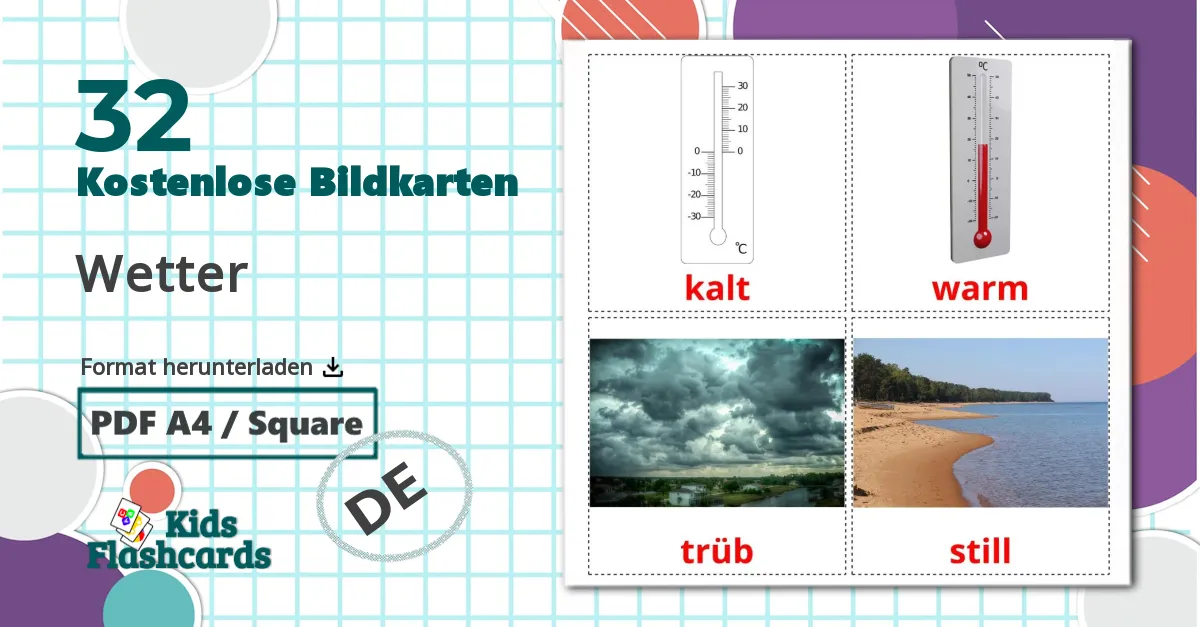 32 Bildkarten für Wetter