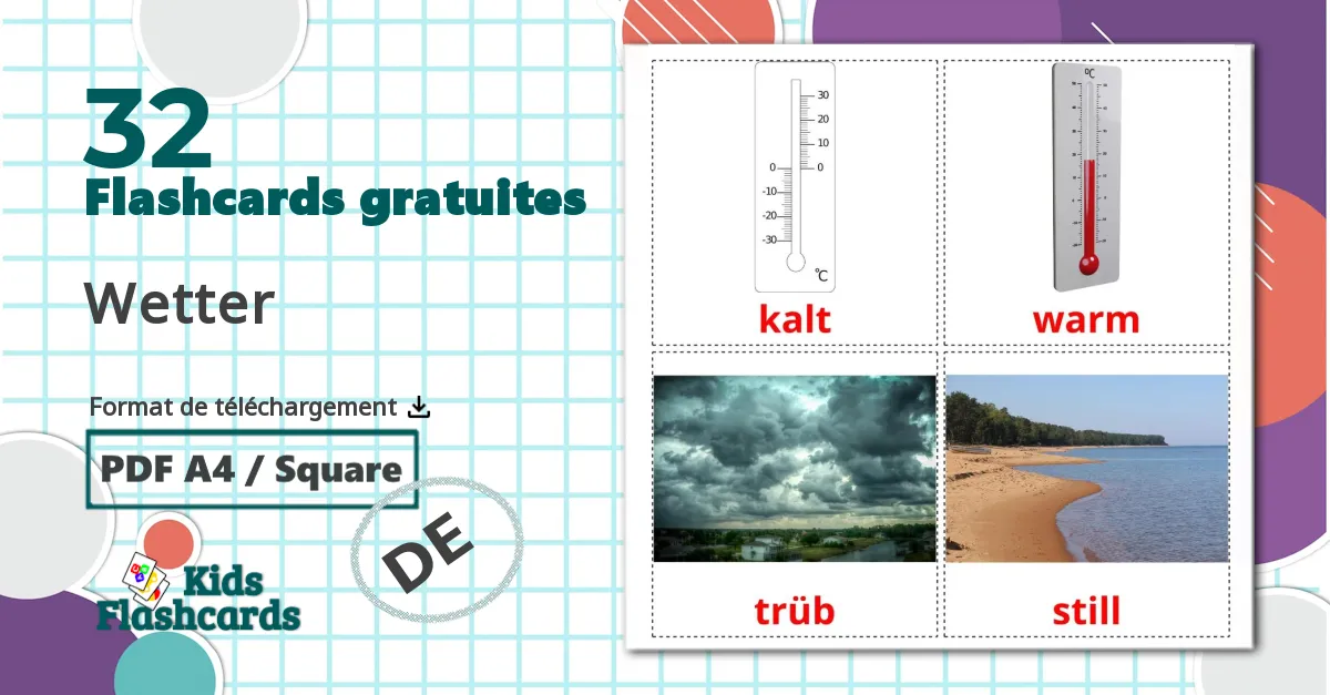 Météo - cartes de vocabulaire allemand