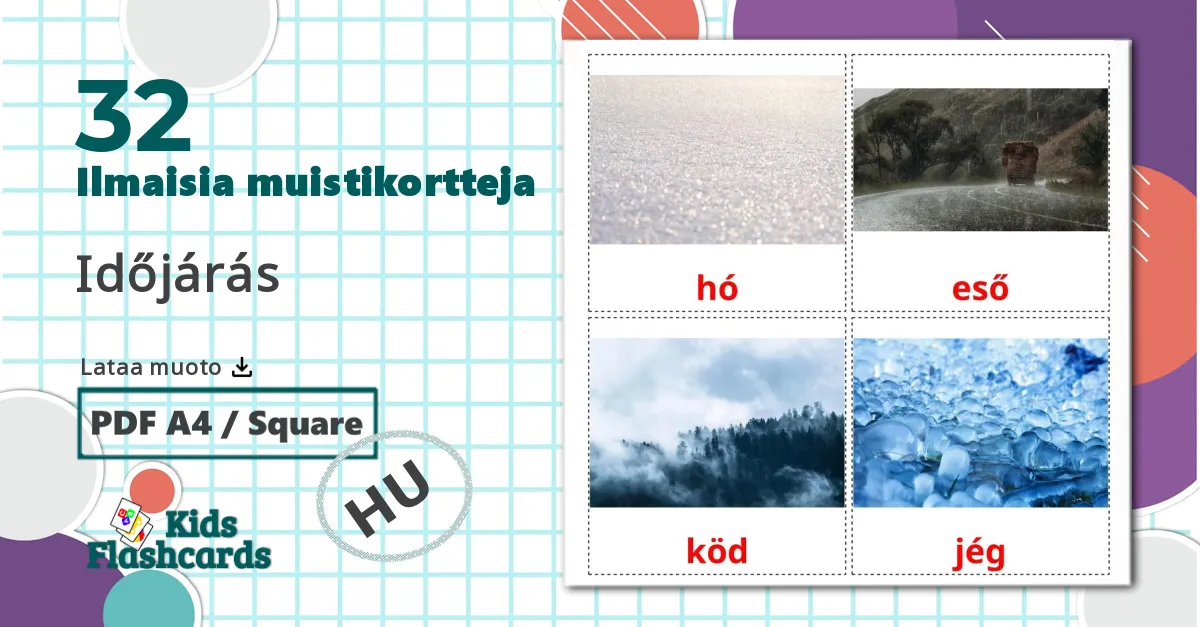 32 Időjárás lasten kuvakortit