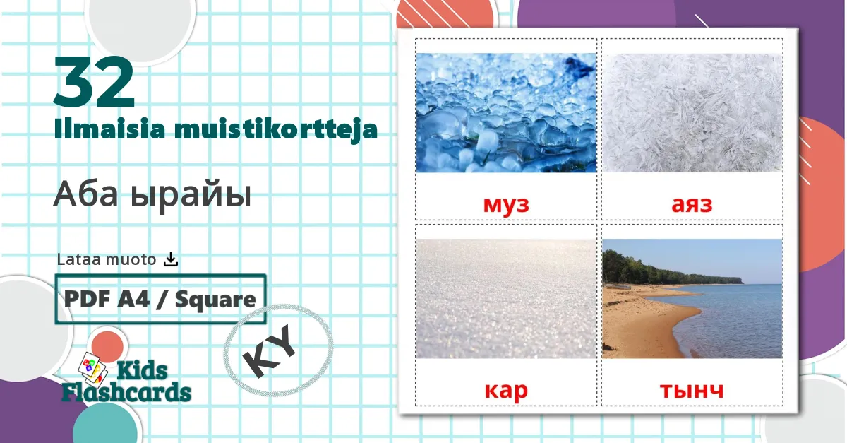 32 Sää lasten kuvakortit