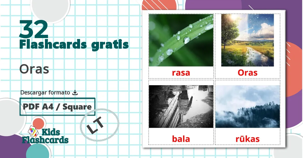 32 tarjetas didacticas de Meteorología y clima