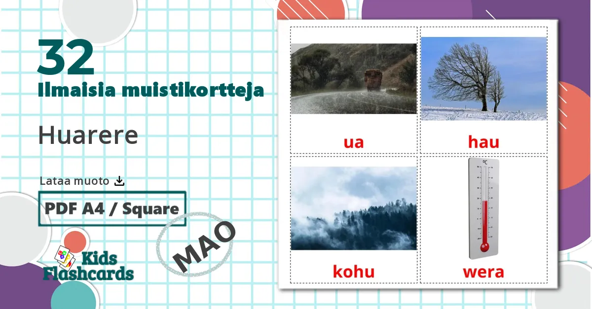 32 Huarere lasten kuvakortit