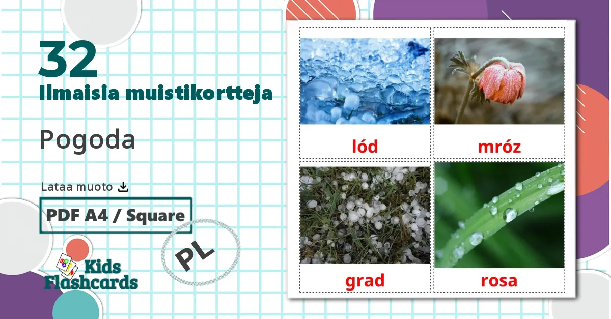 32 Pogoda lasten kuvakortit