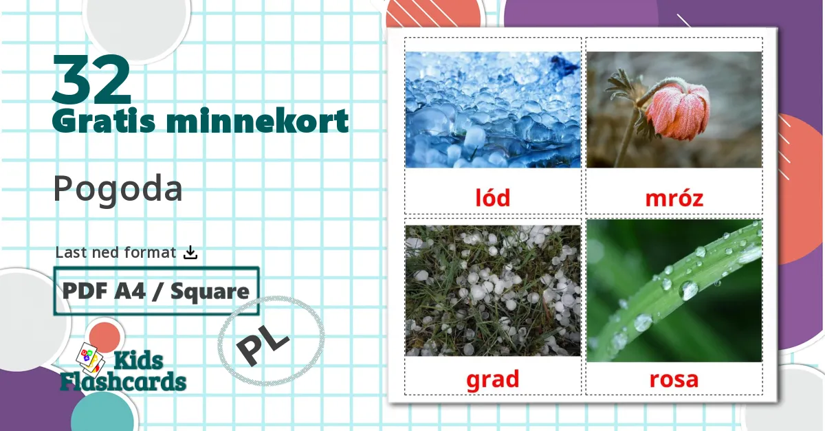 32 Pogoda bildekort