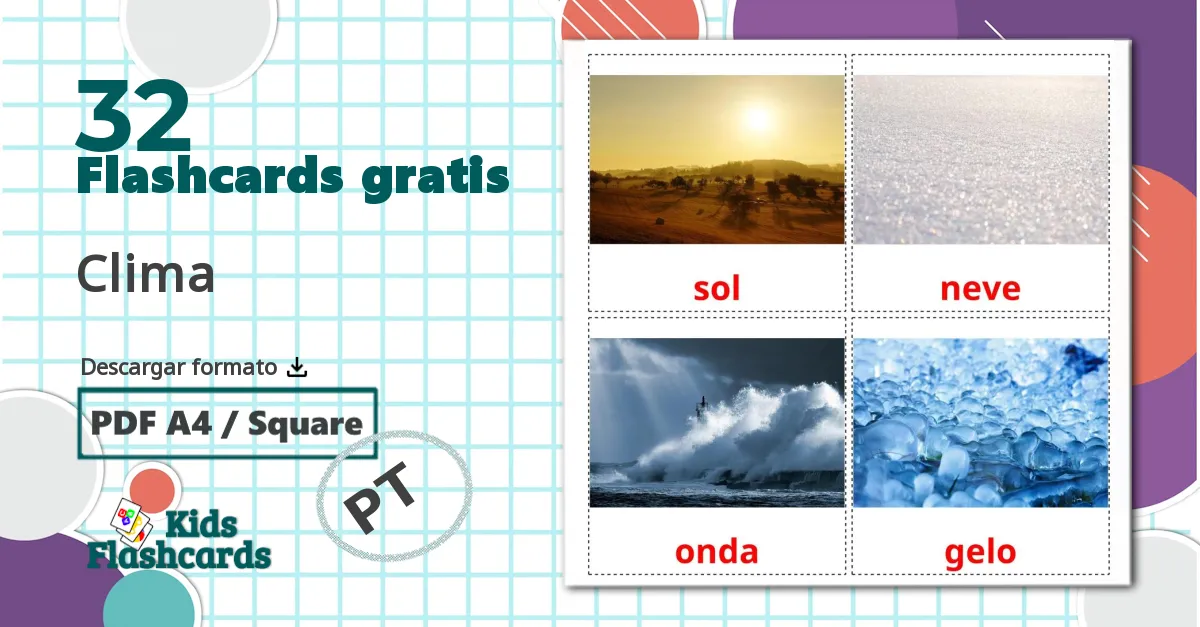 32 tarjetas didacticas de Clima