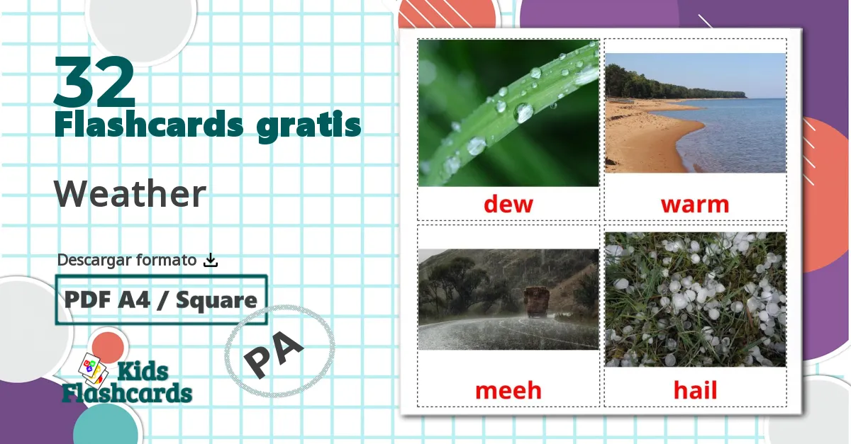 32 tarjetas didacticas de Meteorología y clima