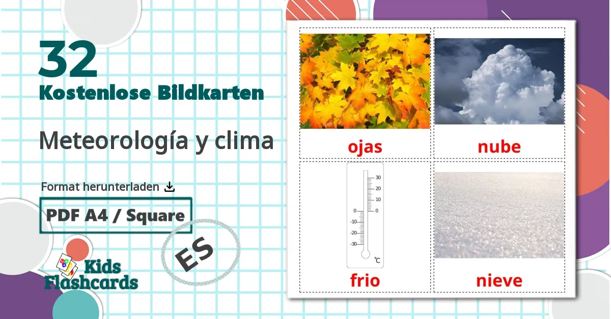 32 Bildkarten für Meteorología y clima