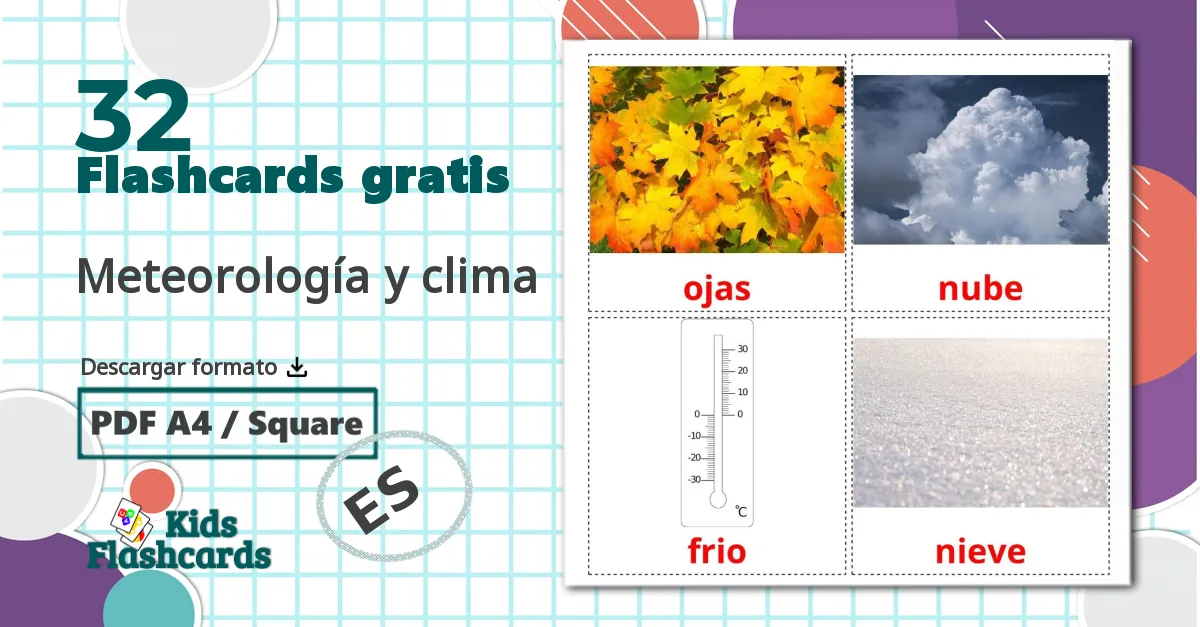 32 tarjetas didacticas de Meteorología y clima