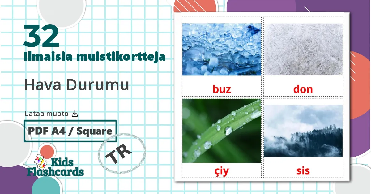 32 Hava Durumu lasten kuvakortit