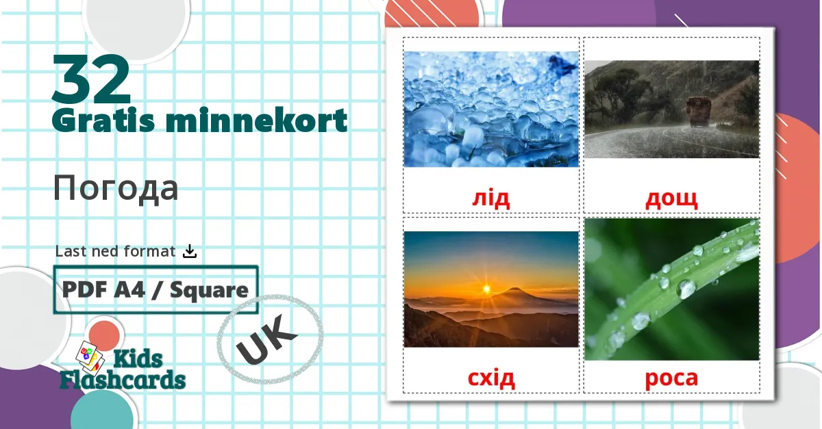 32 Погода bildekort