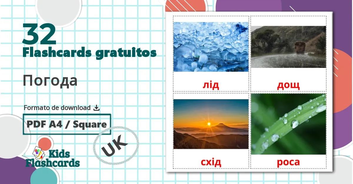 32 tarjetas didacticas de Clima