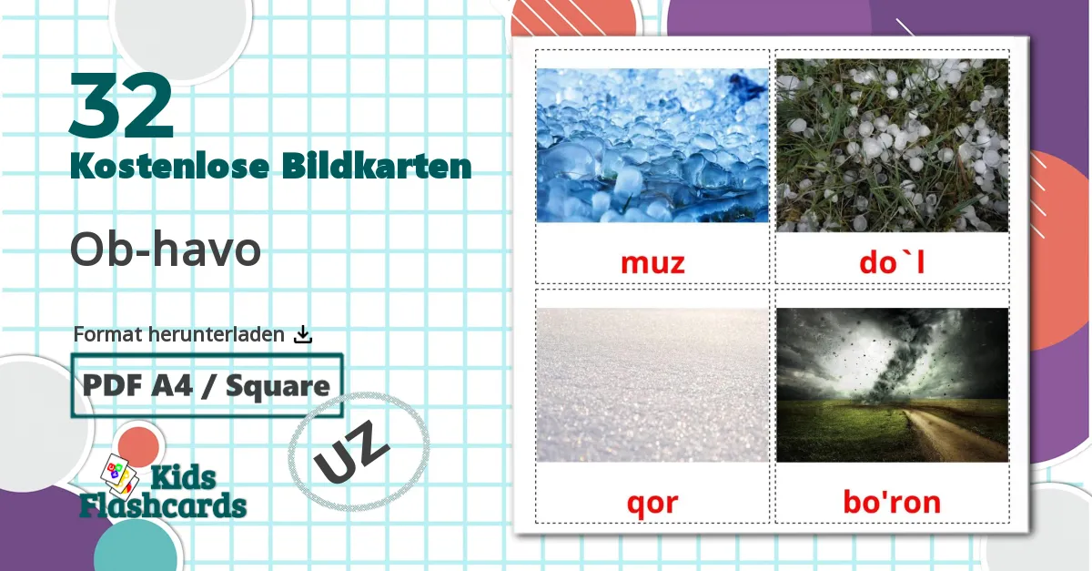 32 Bildkarten für Ob-havo