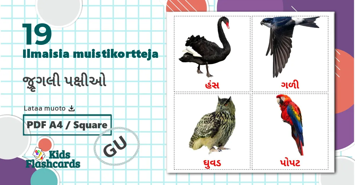19 જંગલી પક્ષીઓ lasten kuvakortit