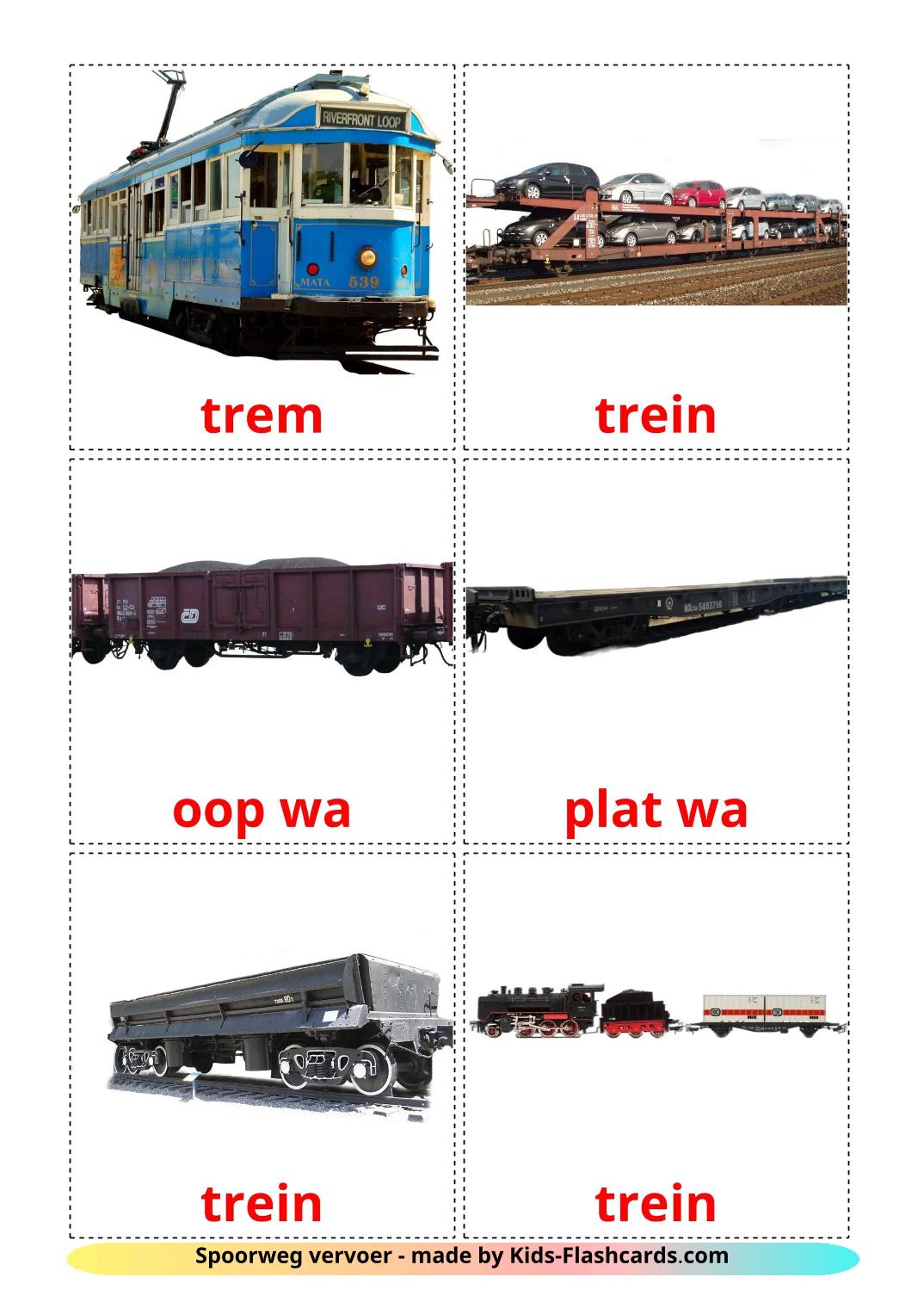 Transporte ferroviario - 19 fichas de afrikáans para imprimir gratis 