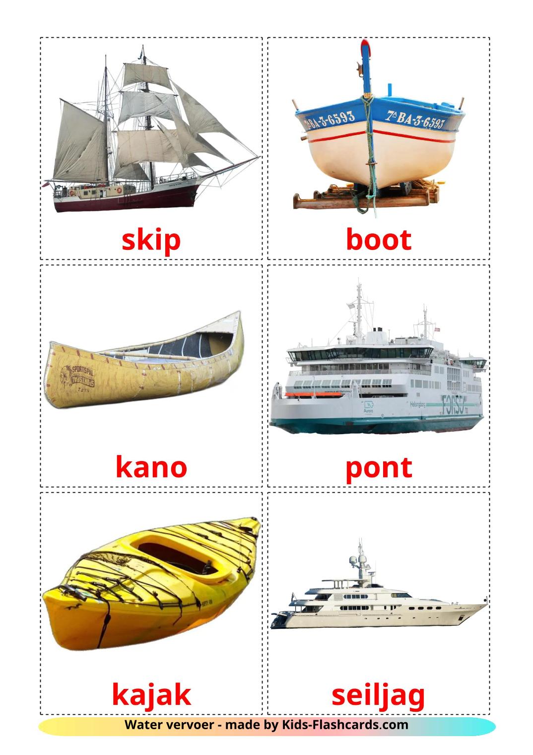 Water transport - 19 Free Printable afrikaans Flashcards 