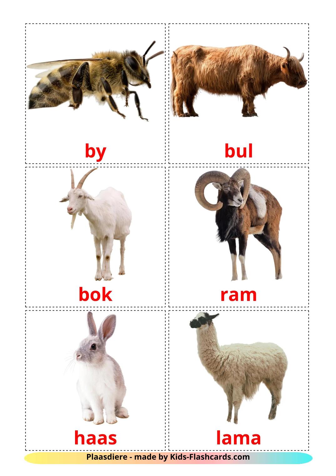 Les Animaux de la Ferme - 16 Flashcards afrikaans imprimables gratuitement