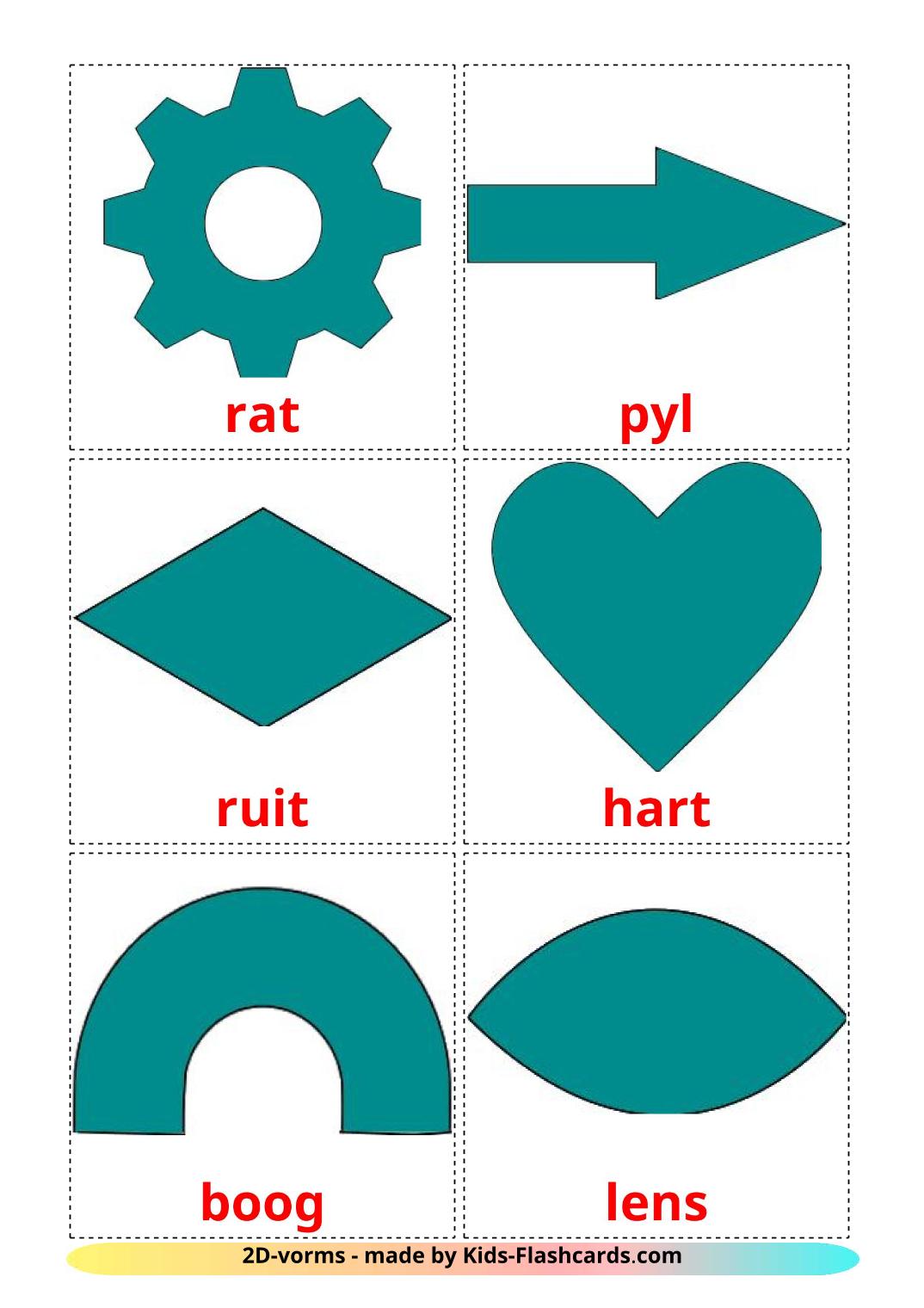 2D Shapes - 35 Free Printable afrikaans Flashcards 