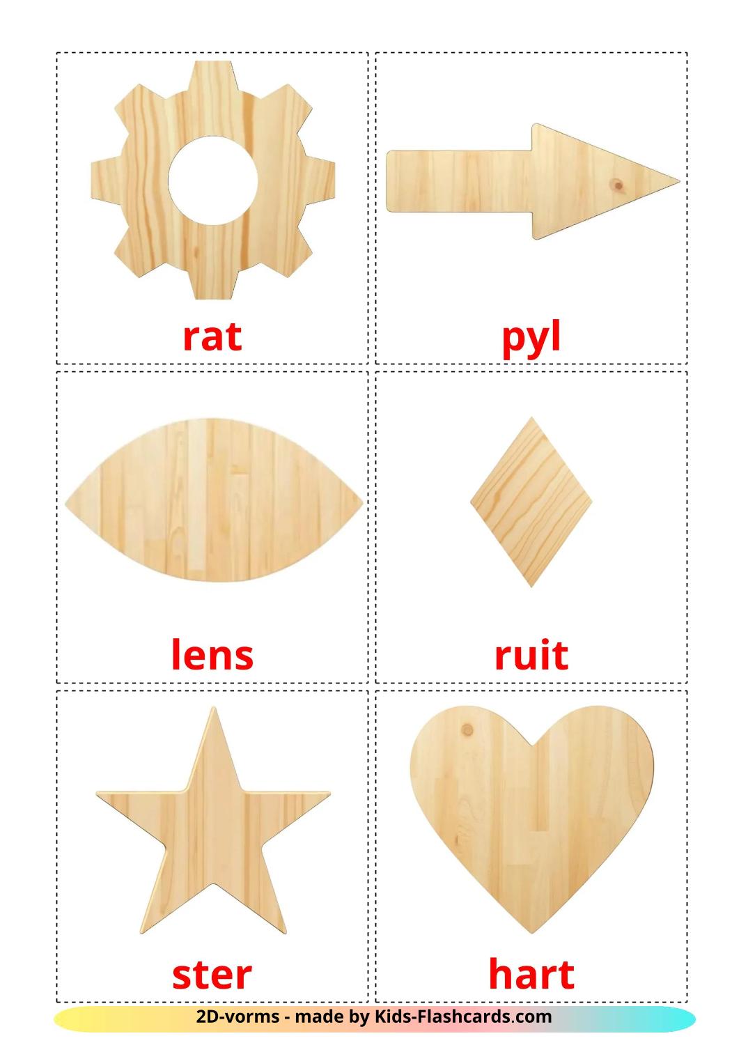 2D Shapes - 36 Free Printable afrikaans Flashcards 