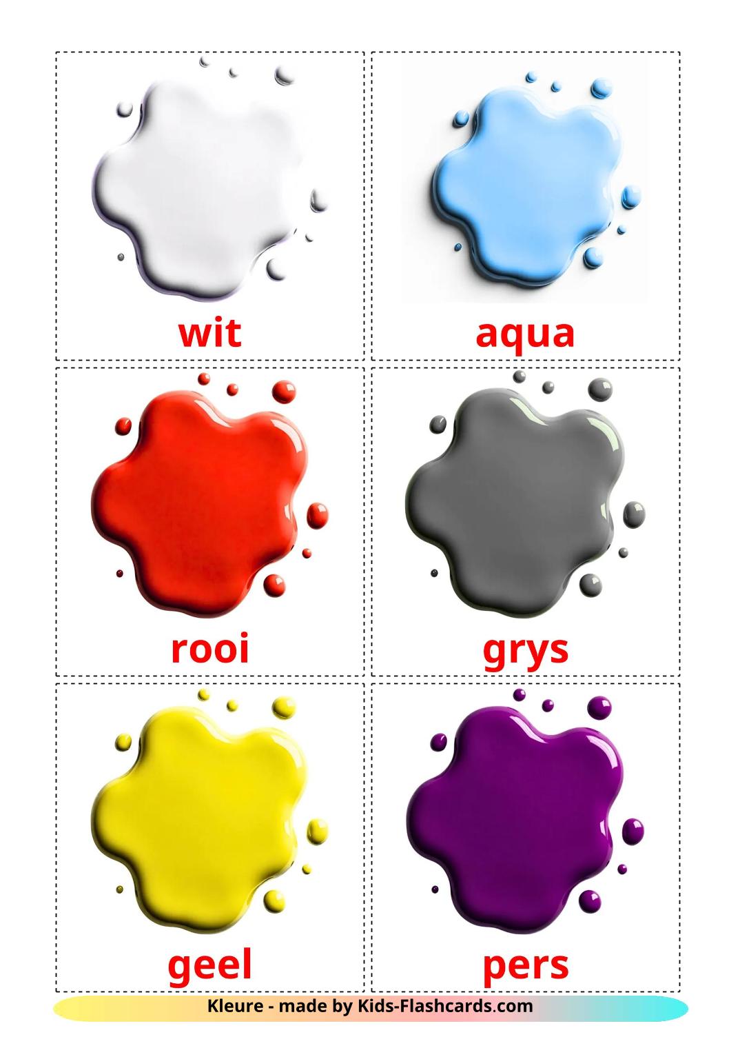 Colors - 21 Free Printable afrikaans Flashcards 