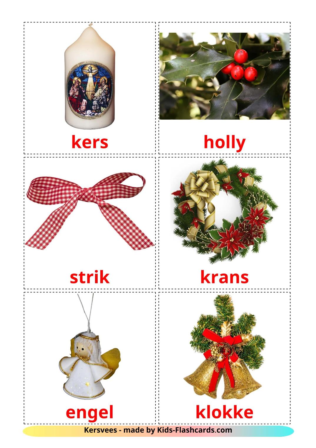 Christmas - 29 Free Printable afrikaans Flashcards 