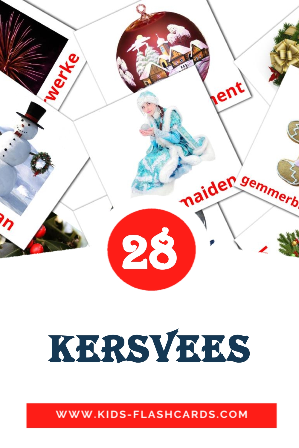 28 Kersvees Picture Cards for Kindergarden in afrikaans