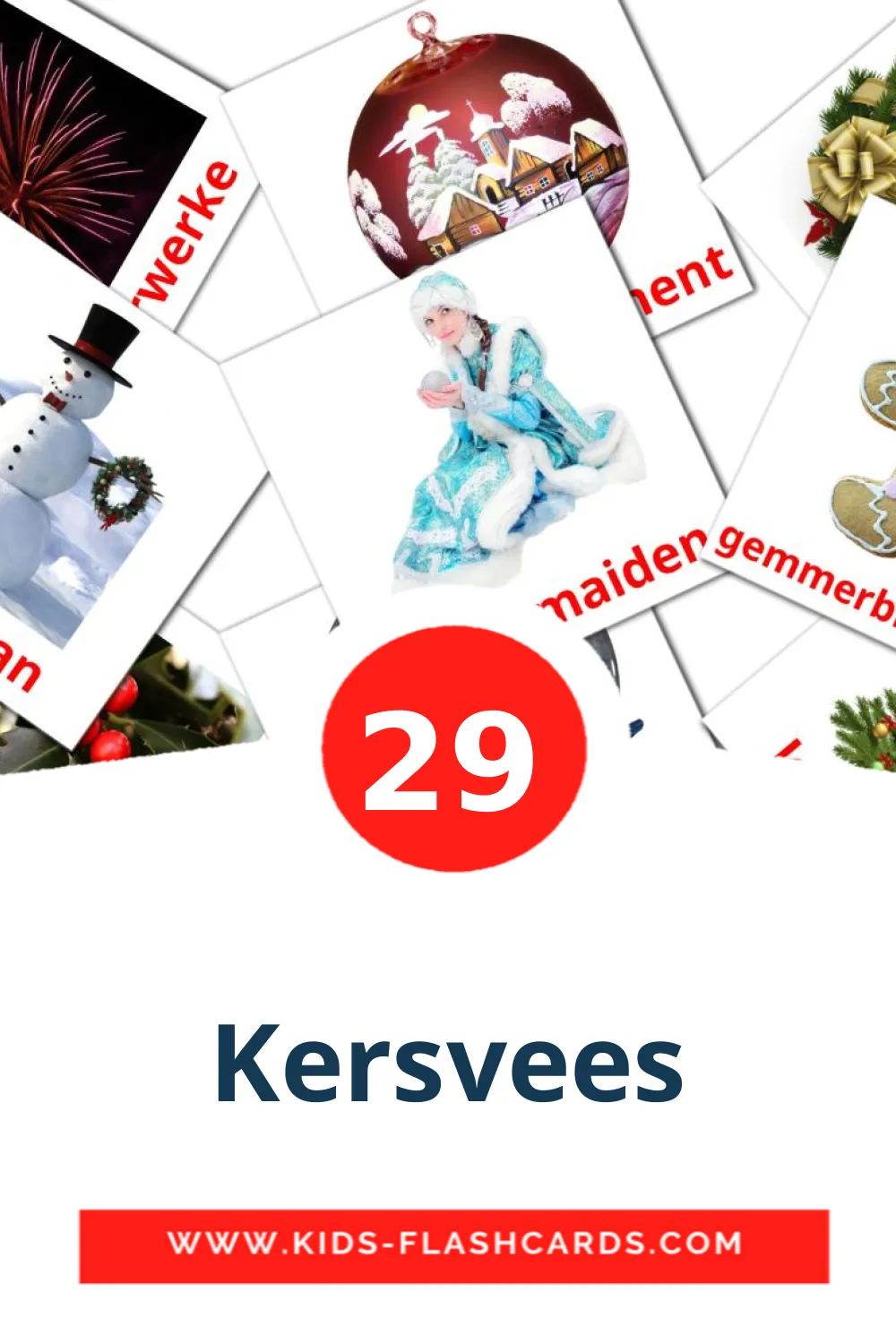 29 Kersvees Picture Cards for Kindergarden in afrikaans