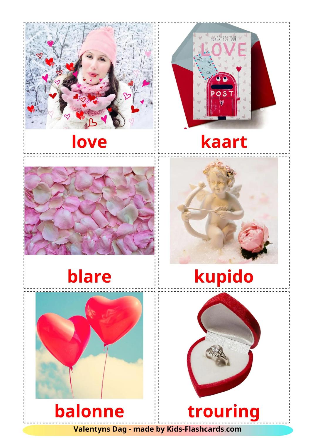 San Valentino - 19 flashcards afrikaans stampabili gratuitamente