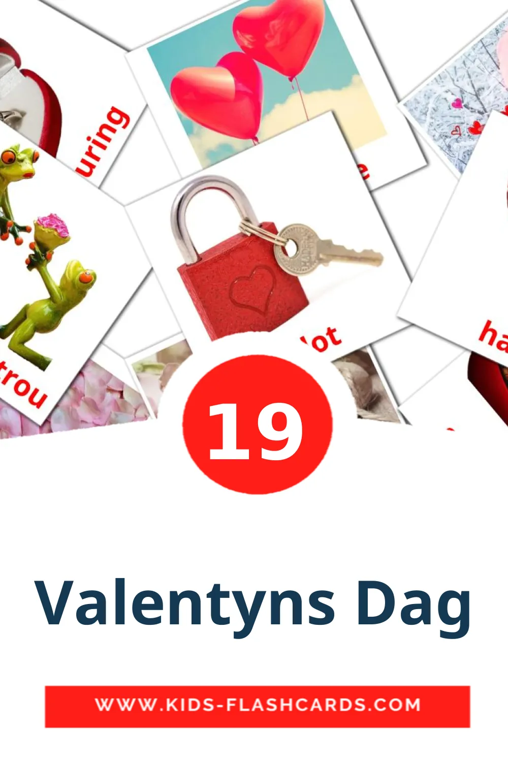 19 carte illustrate di Valentyns Dag per la scuola materna in afrikaans