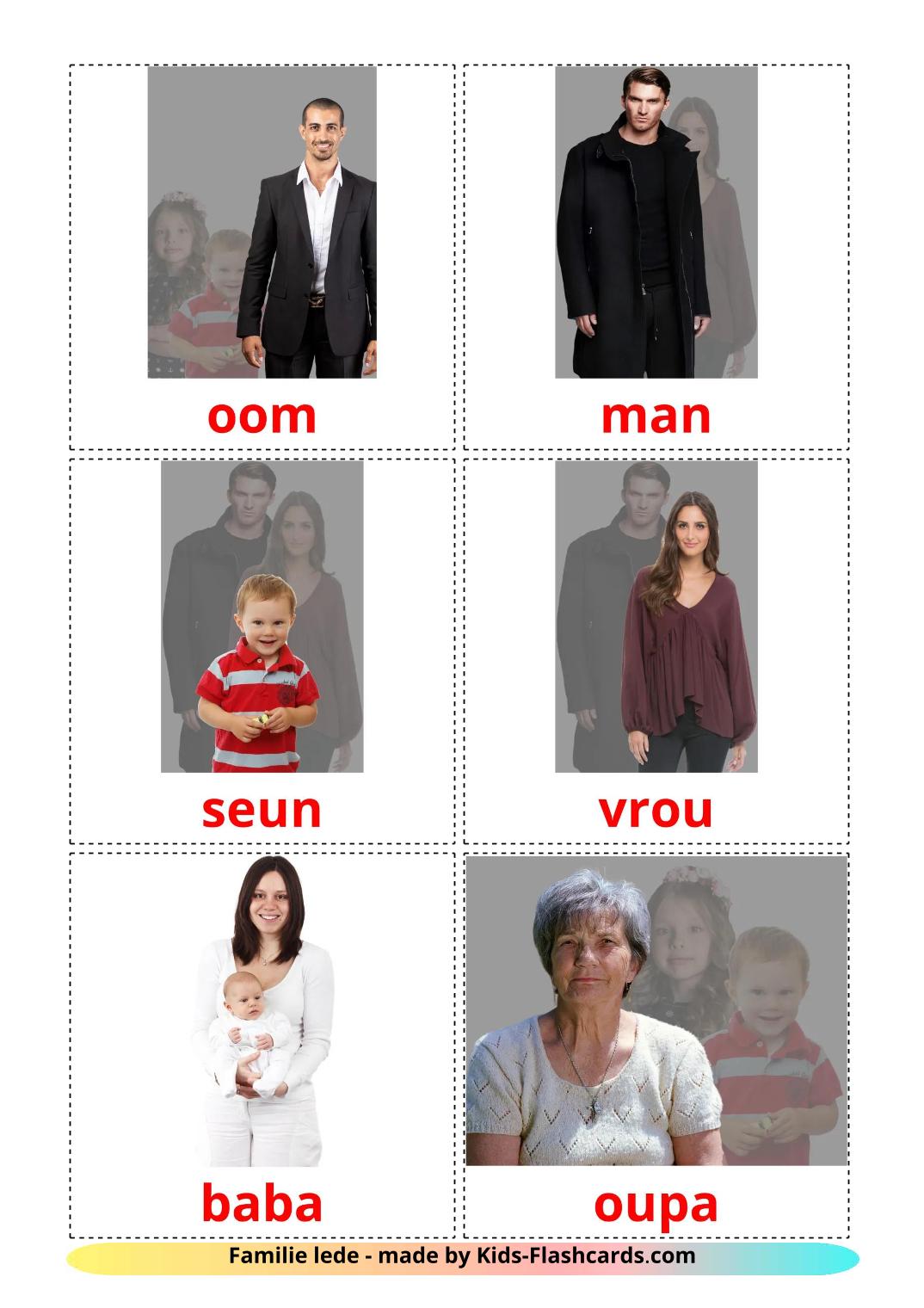 Family members - 32 Free Printable afrikaans Flashcards 