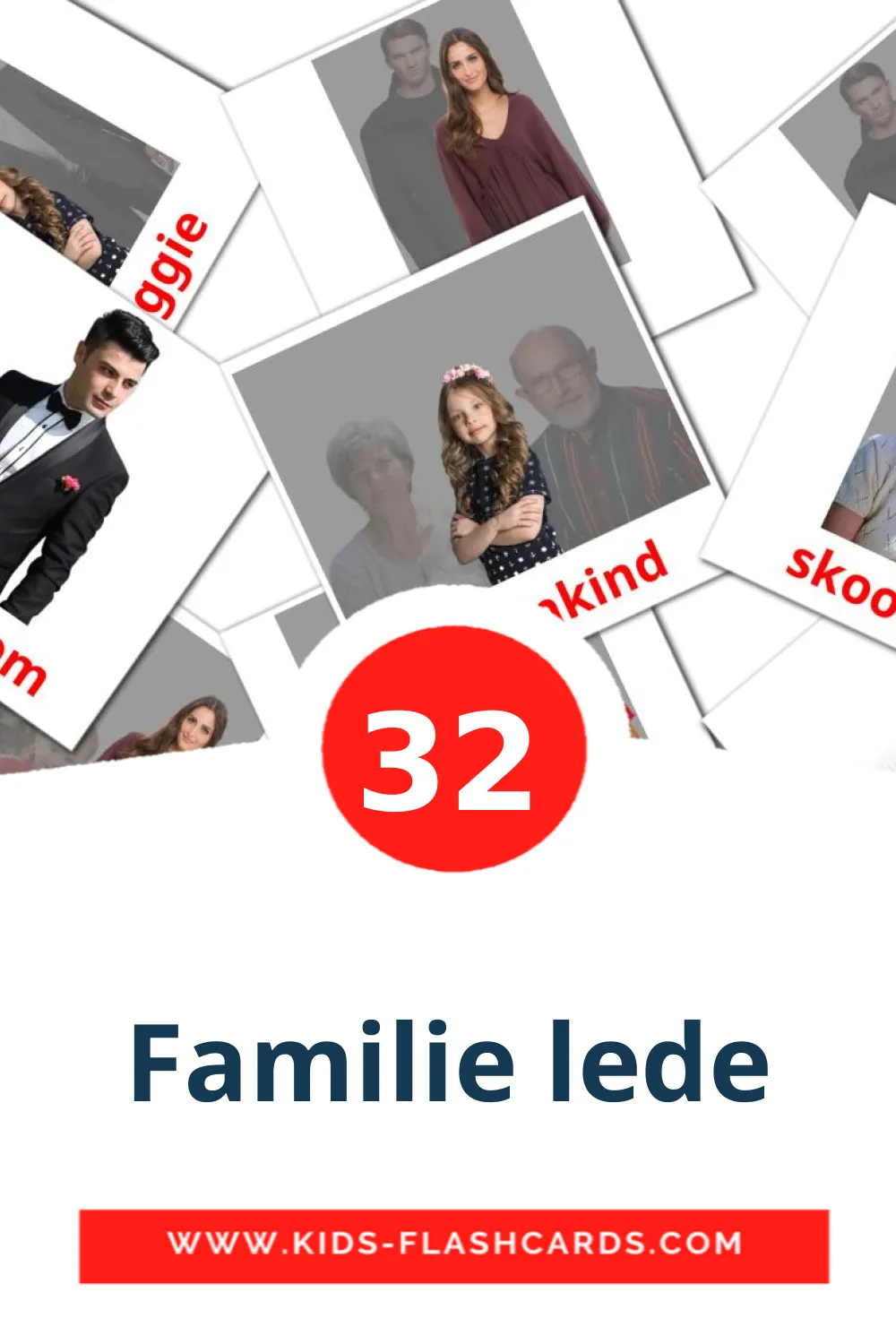 32 Familie lede Picture Cards for Kindergarden in afrikaans