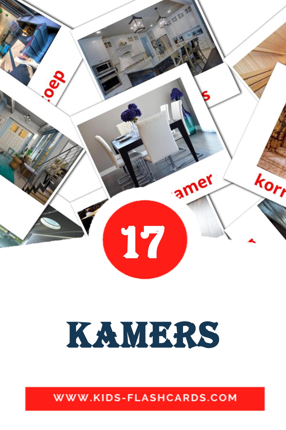 17 Kamers Picture Cards for Kindergarden in afrikaans