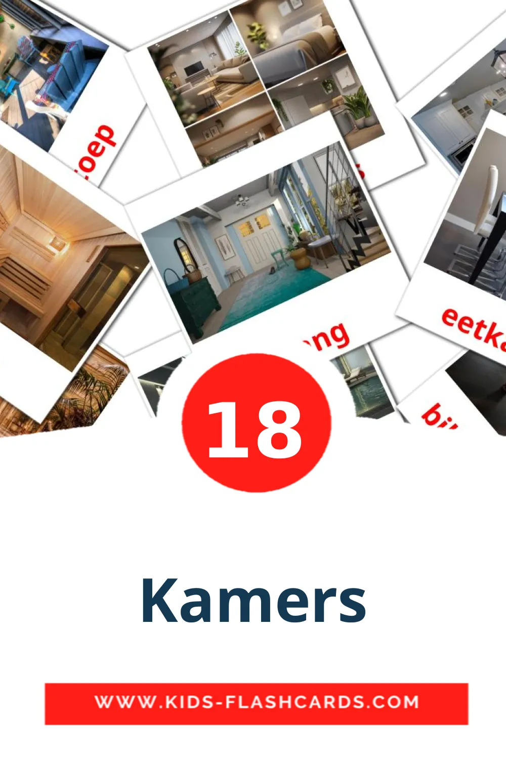 18 Kamers Picture Cards for Kindergarden in afrikaans