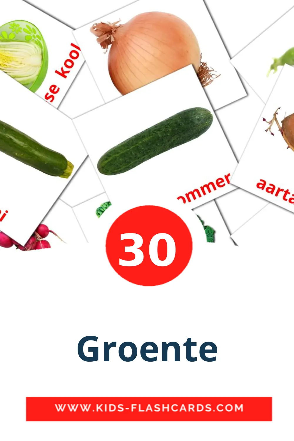 30 Groente fotokaarten voor kleuters in het afrikaans