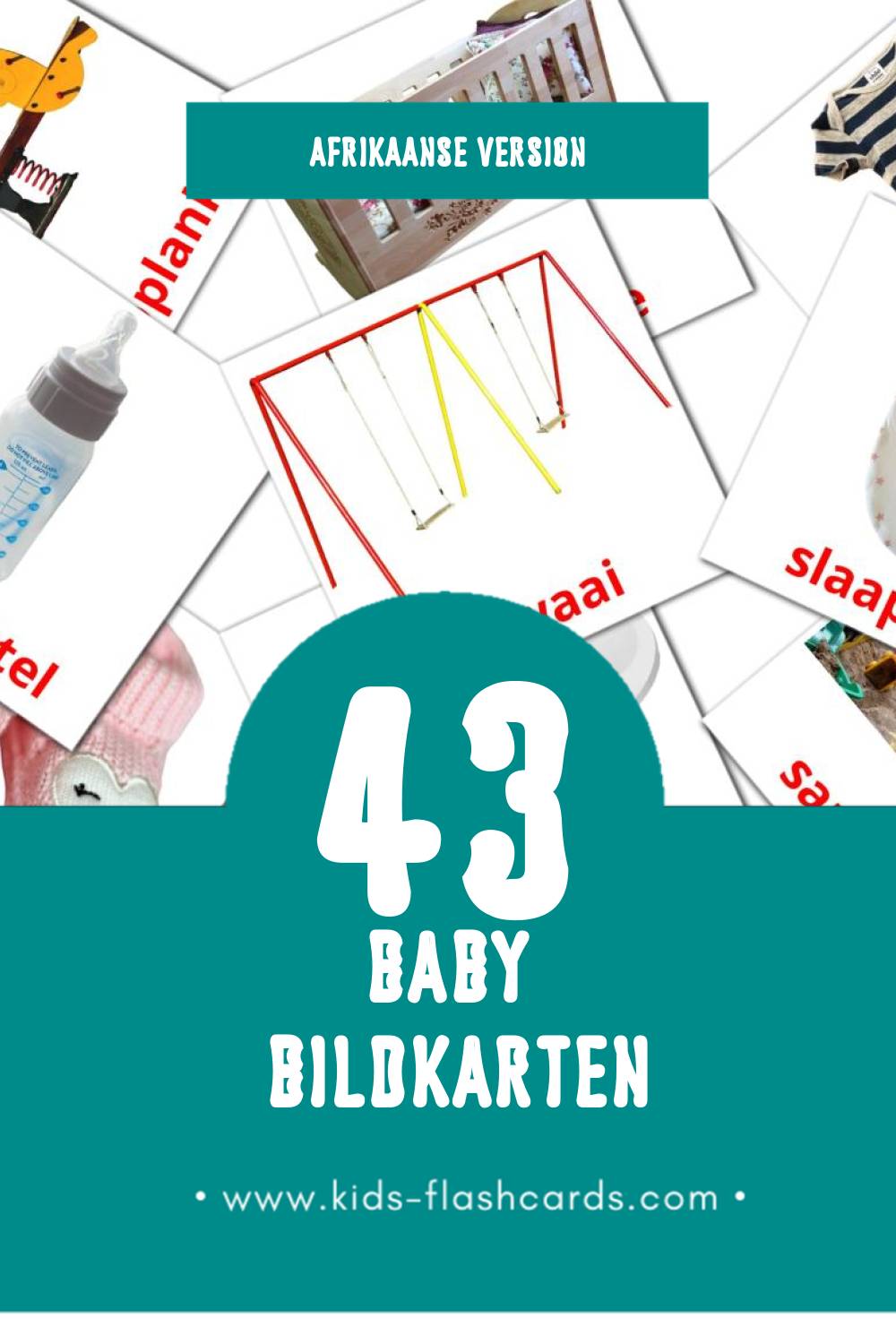 Visual Baba Flashcards für Kleinkinder (45 Karten in Afrikaans)