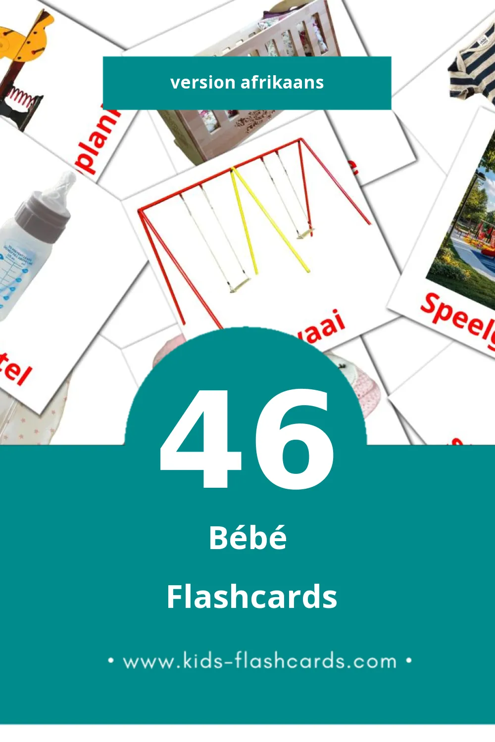 Flashcards Visual Baba pour les tout-petits (46 cartes en Afrikaans)