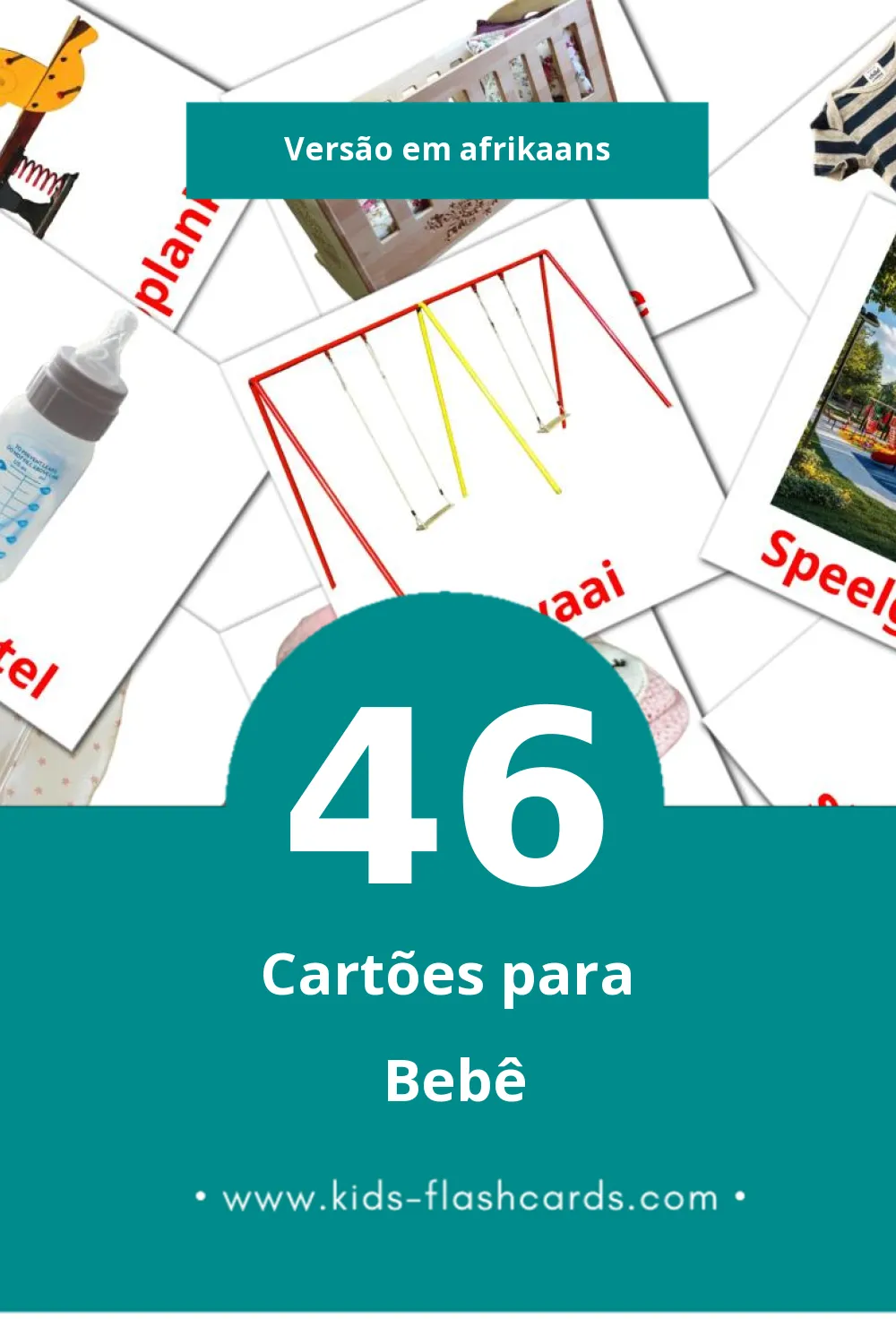 Flashcards de Baba Visuais para Toddlers (46 cartões em Afrikaans)