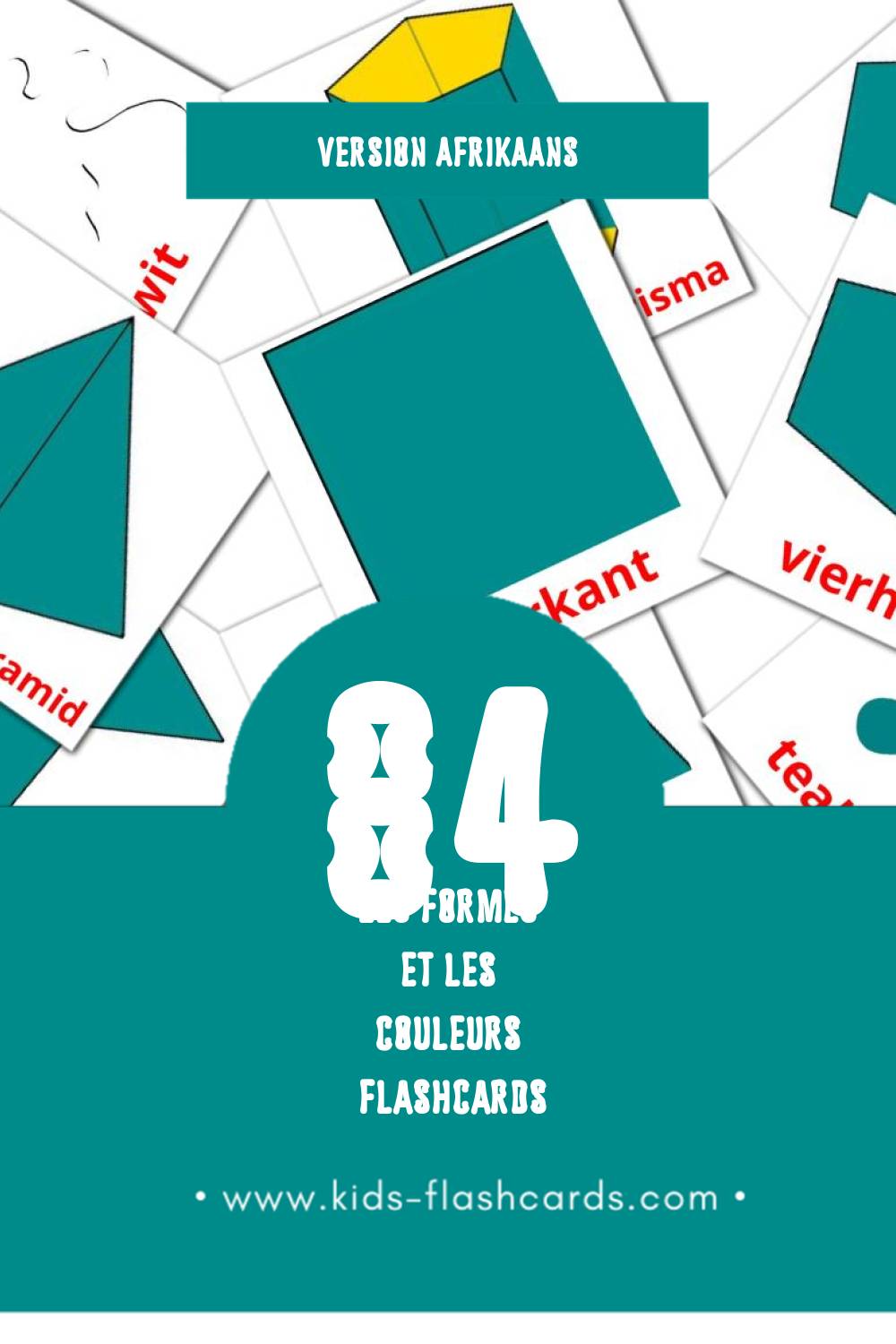 Flashcards Visual Kleure en Vorms pour les tout-petits (84 cartes en Afrikaans)