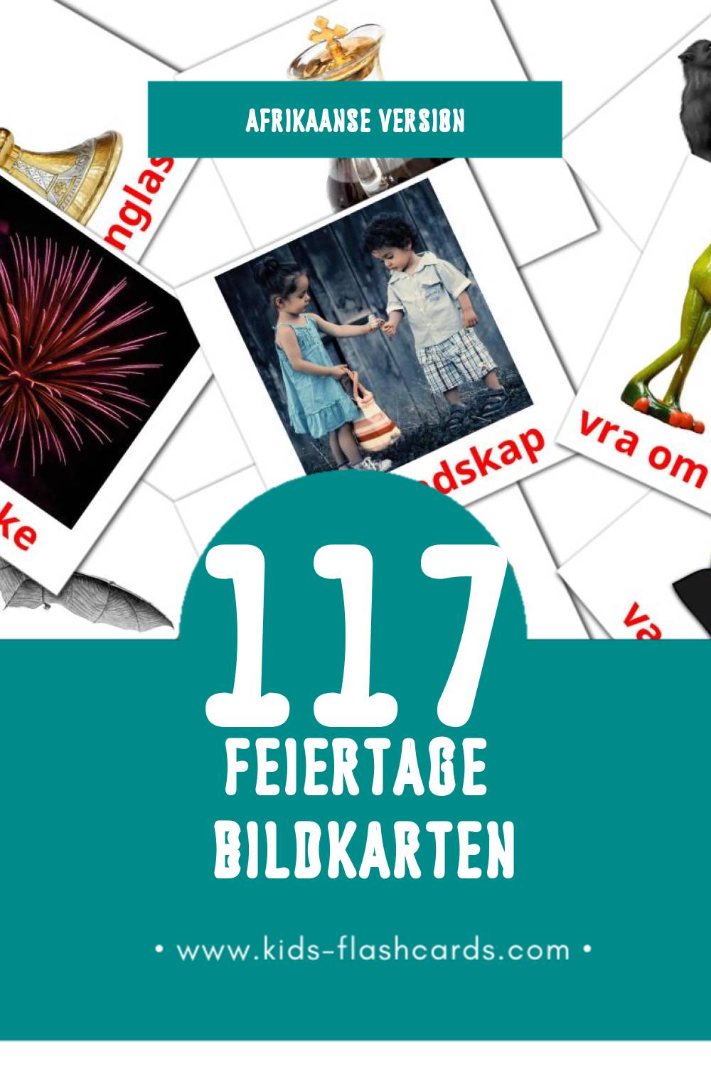 Visual Vakansie Flashcards für Kleinkinder (117 Karten in Afrikaans)
