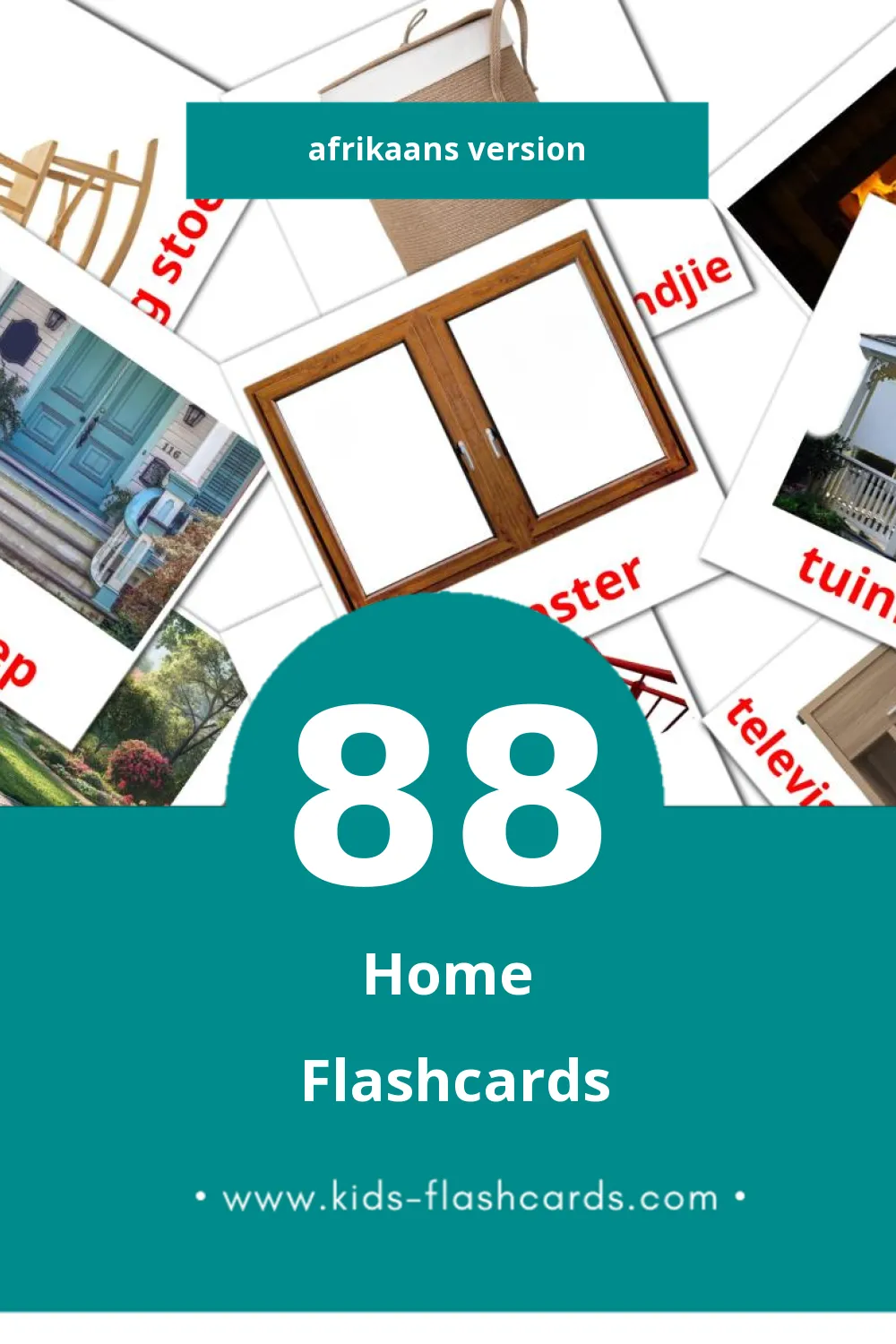 Visual Tuis Flashcards for Toddlers (88 cards in Afrikaans)