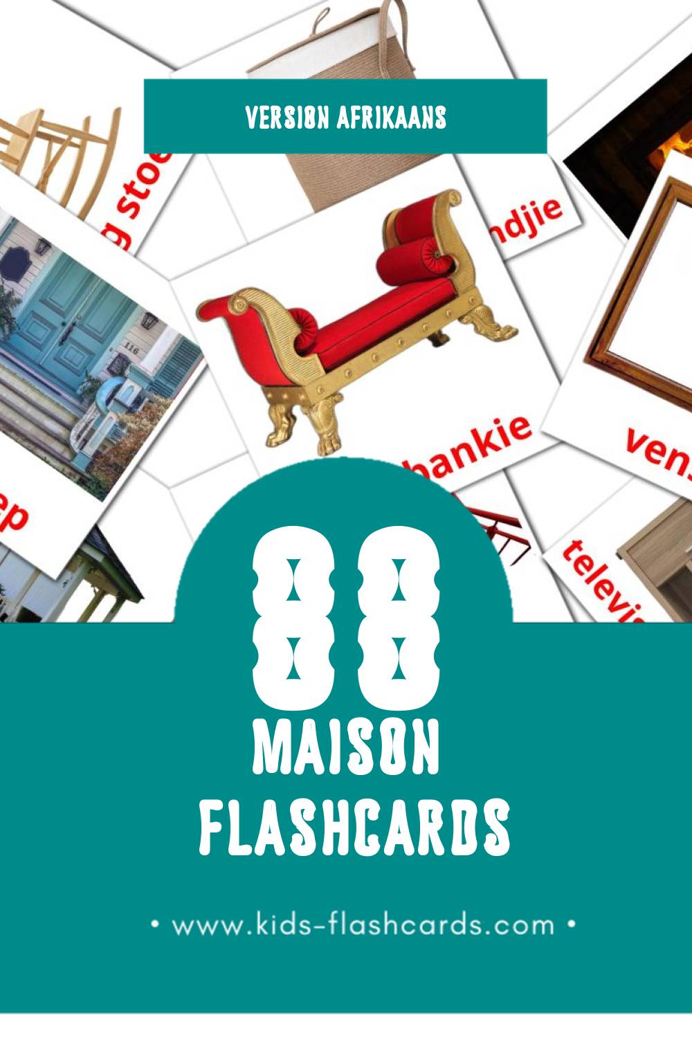 Flashcards Visual Tuis pour les tout-petits (25 cartes en Afrikaans)