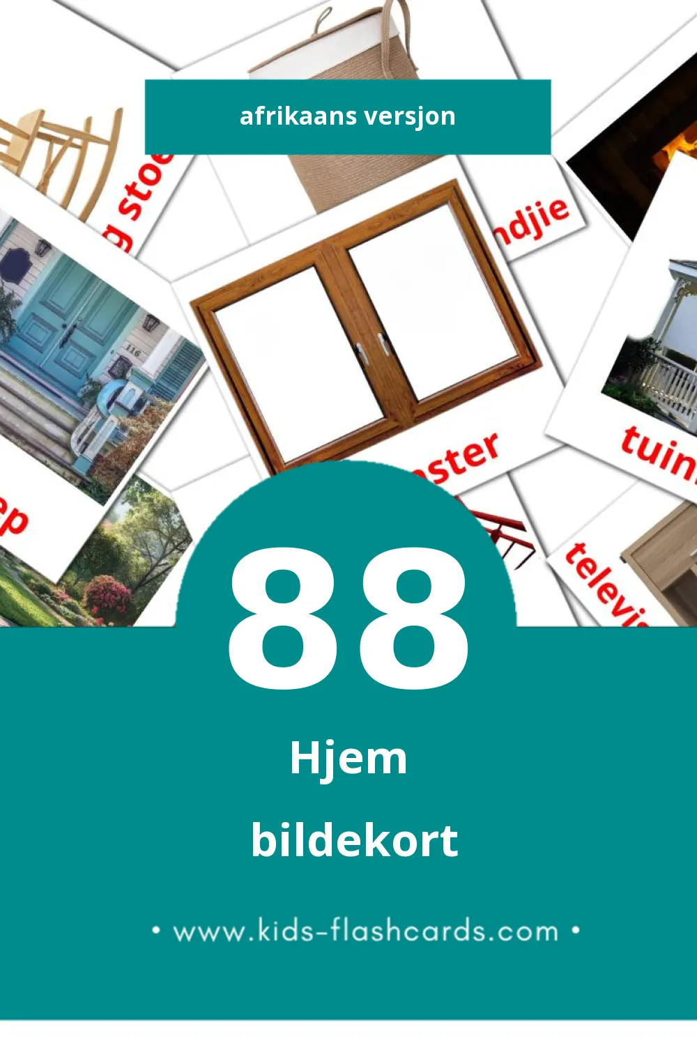 Visuelle Tuis bildekort for småbarn (88 kort på Afrikaans)
