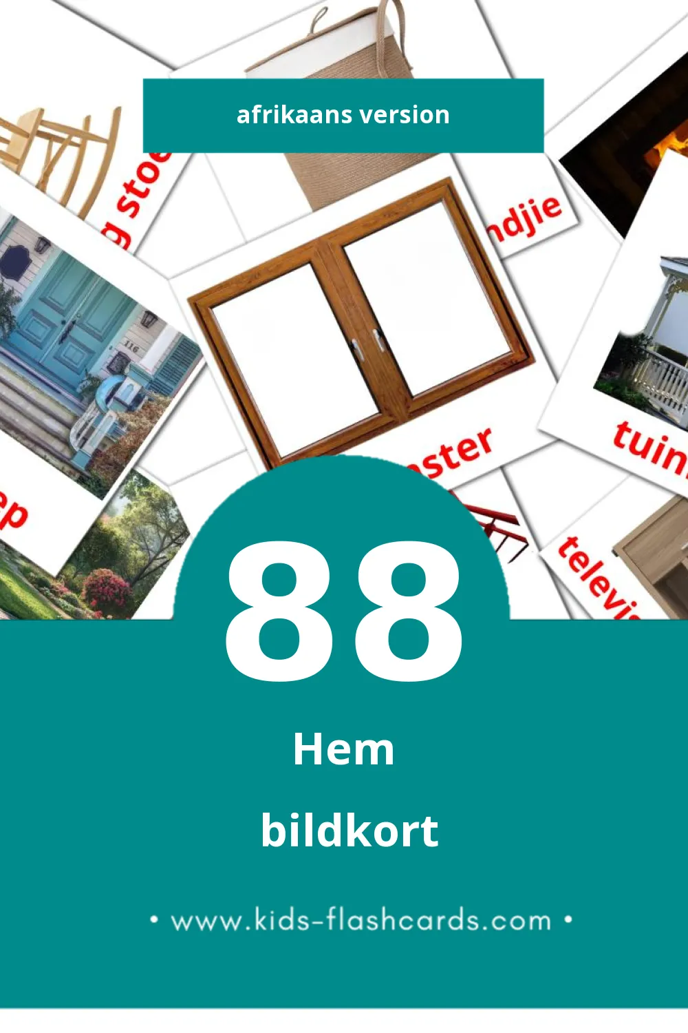 Visuella Tuis för småbarn (88 bildkort för barn på Afrikaans)