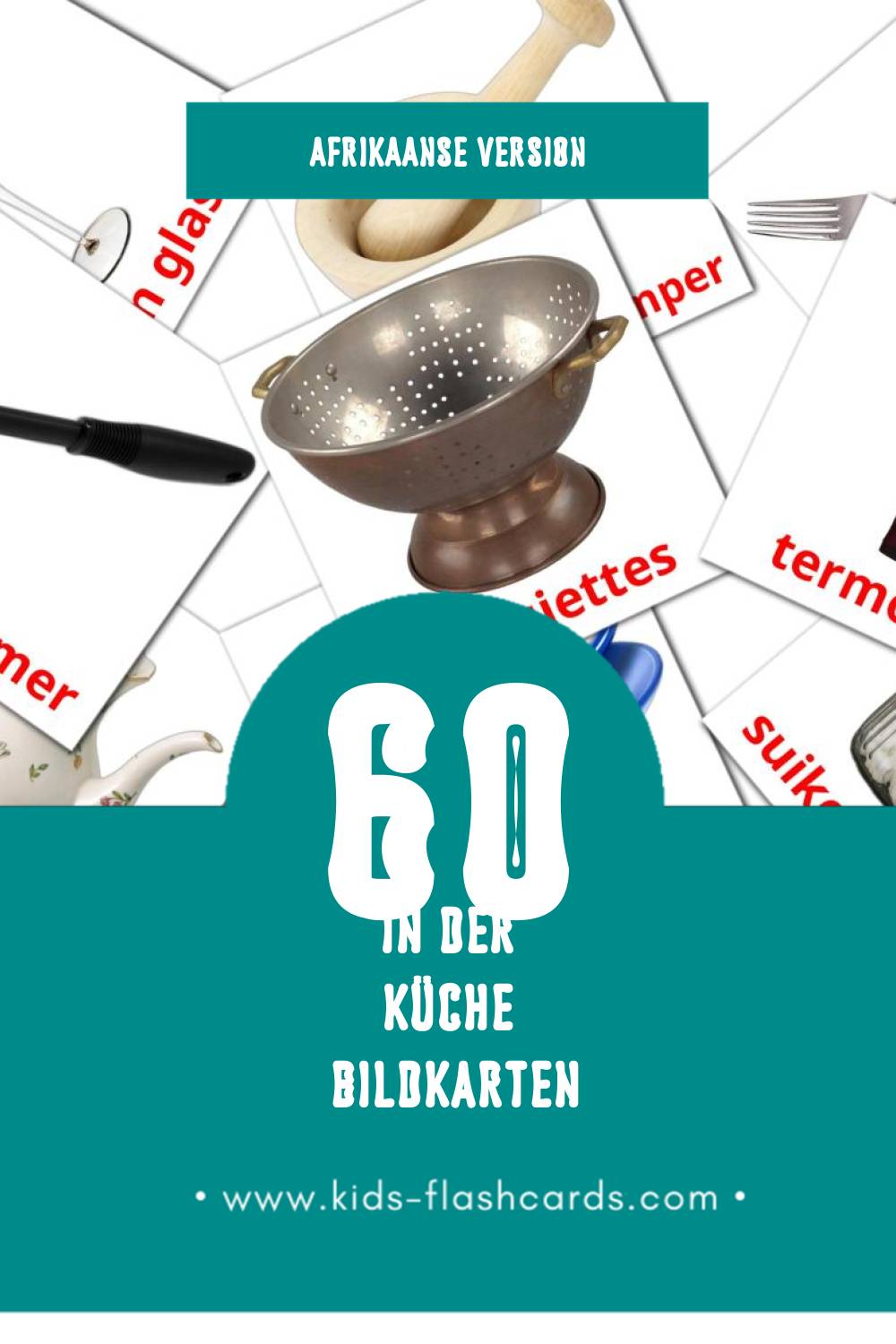 Visual Kombuis Flashcards für Kleinkinder (60 Karten in Afrikaans)