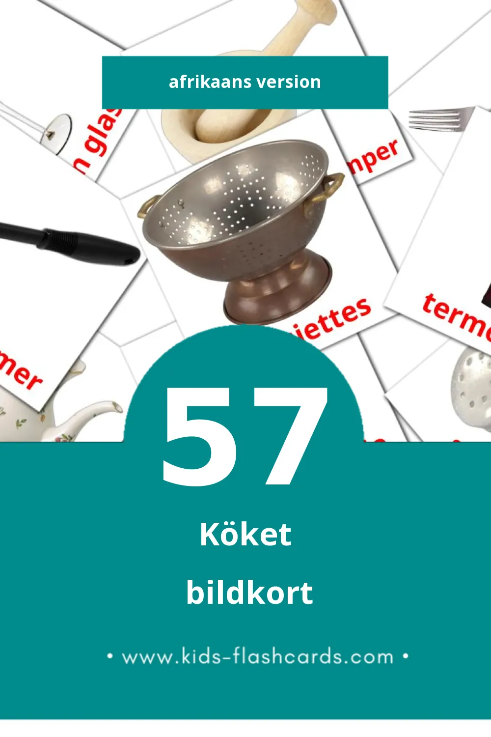 Visuella Kombuis för småbarn (57 bildkort för barn på Afrikaans)